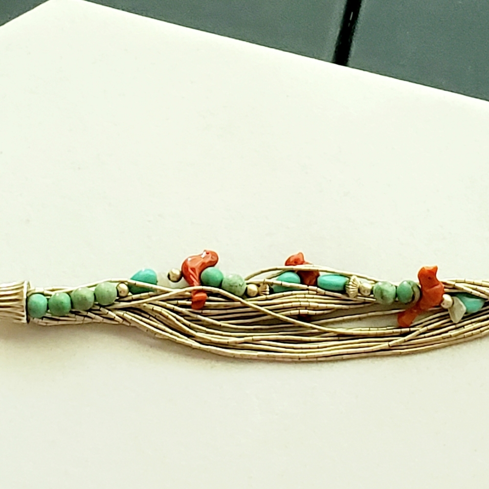 RARE Carolyn Pollack Liquid Silver Gemstone Layered Bead Bracelet Vintage RARE - Picture 13 of 15